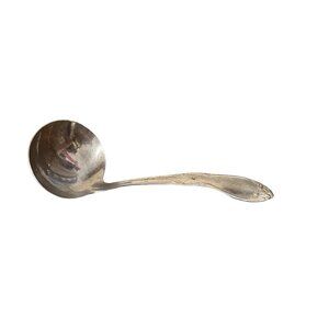 Vintage Silver-Plated Soup Ladle With Ornate Handle - Elegant Design Tarnish-Res